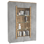 Шкаф-витрина с фасадом серого цвета 4-х дверная Grace of Furniture варинант исполнения - 1 | Loft Concept в Ульяновске