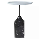 Кофейный столик с круглой столешницей и мраморным основанием Steel Reliability варинант исполнения - 1 | Loft Concept в Ульяновске