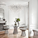 Люстра подвесная с прозрачными стеклянными подвесками в форме капель Диаметр 100 см Droplet Chandelier варинант исполнения - 21 | Loft Concept в Ульяновске