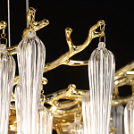 Люстра золотого цвета с декоративными ветками и длинными прозрачными стеклянными подвесами в форме сосулек Droplet Chandelier варинант исполнения - 6 | Loft Concept в Ульяновске