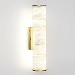 Бра с цилиндрическим плафоном из белого алебастра на прямоугольном основании Латунь Cryptocrystalline Stone варинант исполнения - 1 | Loft Concept в Ульяновске