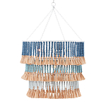 Люстра трехъярусная с декором из круглых деревянных бусин с кисточками Blue Wooden Beads Chandelier варинант исполнения - 1 | Loft Concept в Ульяновске