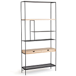 Металлический стеллаж с деревянными полками и ящиками Menzie Metal Wood Rack варинант исполнения - 1 | Loft Concept в Ульяновске