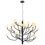 Люстра подвесная черного цвета с ветвями и белыми фарфоровыми цветами Floralis варинант исполнения - 11 | Loft Concept в Ульяновске
