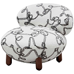 Кресло без подлокотников на деревянных ножках белое с вышивкой Sharp Armchair варинант исполнения - 1 | Loft Concept в Ульяновске