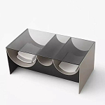 Дизайнерский журнальный стол с полукруглыми полками под столешницей Tiwoberoc варинант исполнения - 1 | Loft Concept в Ульяновске