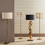 Торшер с каркасом из тропических листьев и круглым черным абажуром Tropical Leaves Monstera варинант исполнения - 4 | Loft Concept в Ульяновске