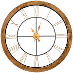 Часы настенные деревянные с римскими цифрами бронзового цвета Clock with History варинант исполнения - 1 | Loft Concept в Ульяновске