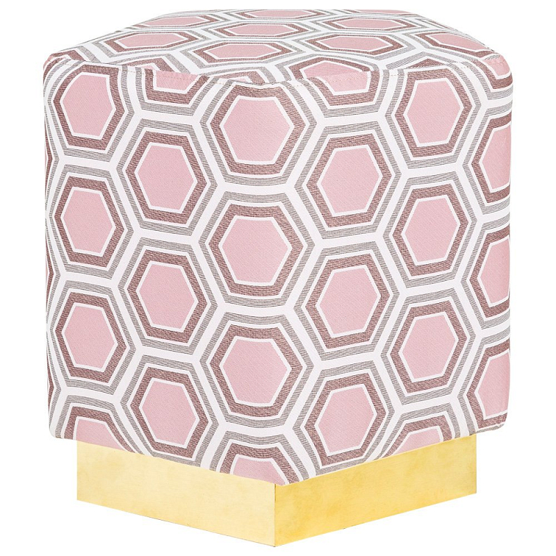 Пуф Hexagon Pink Geometry Латунь Розовый пастельный Белый в Ульяновске | Loft Concept 