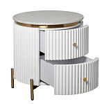 Тумбочка белая круглая с мраморной столешницей Thoroughbass варинант исполнения - 5 | Loft Concept в Ульяновске