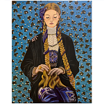 Панно ручная вышивка бисером Портрет девушки в голубых тонах варинант исполнения - 1 | Loft Concept в Ульяновске