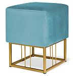 Пуф квадратный голубой велюр на золотом металлическом основании Celeste Blue варинант исполнения - 1 | Loft Concept в Ульяновске