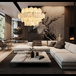 Люстра четырехъярусная с подвесками в форме дисков Cryptocrystalline Stone варинант исполнения - 5 | Loft Concept в Ульяновске