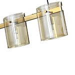 Подвесной светильник светодиодный с 5-ю цилиндрическими плафонами коньячного цвета из стекла и стали Andrea Сhandelier Сognac варинант исполнения - 1 | Loft Concept в Ульяновске