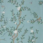 Обои ручная роспись Gustavian Garden Special Colourway on Duck Egg dyed silk варинант исполнения - 2 | Loft Concept в Ульяновске