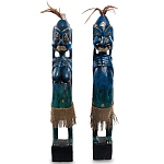 Комплект из 2-х деревянных статуэток Asmat Statuettes Dark Blue варинант исполнения - 4 | Loft Concept в Ульяновске