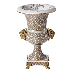 Ваза с овнами из фарфора с бронзовыми элементами Bronze Aries варинант исполнения - 1 | Loft Concept в Ульяновске