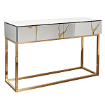 Консоль с ящиками зеркальная с золотым декором Gold Painted Mirror Console варинант исполнения - 1 | Loft Concept в Ульяновске