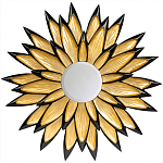 Зеркало-солнце в раме золотого и черного цвета Rays of Peace варинант исполнения - 1 | Loft Concept в Ульяновске