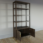 Стеллаж со стеклянными полками Elsa Dreams Walnut варинант исполнения - 3 | Loft Concept в Ульяновске