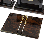 Настольный письменный набор с часами из природного камня обсидиана  Gift for Manager варинант исполнения - 3 | Loft Concept в Ульяновске