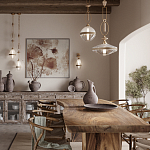 Подвесной светильник с плоским прозрачным плафоном и декоративной вставкой из текстурного камня Tectona  варинант исполнения - 5 | Loft Concept в Ульяновске