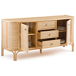 Длинный комод из ротанга с дверцами и ящиками Simone Rattan Chest of Drawers варинант исполнения - 3 | Loft Concept в Ульяновске