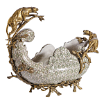 Чаша для фруктов из фарфора бронзовыми фигурками леопардов Eden Garden варинант исполнения - 2 | Loft Concept в Ульяновске