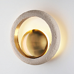 Бра с бежевым текстурным кольцом и латунным шаром в центре Tactile  варинант исполнения - 3 | Loft Concept в Ульяновске