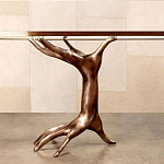 Обеденный стол с фигурным декором бронзового цвета Dichotomy racetrack варинант исполнения - 2 | Loft Concept в Ульяновске