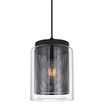 Подвесной светильник с сетчатым металлическим плафоном цилиндрической формы черный Metal Mesh варинант исполнения - 1 | Loft Concept в Ульяновске