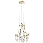 Люстра подвесная из металла с хрустальными подвесками прозрачного цвета Quasar 41 варинант исполнения - 5 | Loft Concept в Ульяновске