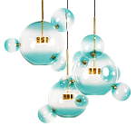Люстра подвесная с прозрачными бирюзовыми стеклянными шарами и круглым основанием 3 лампы Giopato & Coombes варинант исполнения - 5 | Loft Concept в Ульяновске