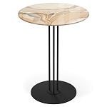 Стол журнальный круглый с бежевой столешницей из стекла Beige Marble варинант исполнения - 1 | Loft Concept в Ульяновске