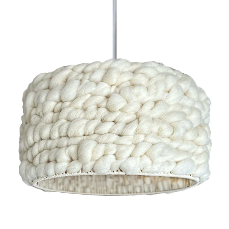Вязаный шерстяной светильник Knitted wool lamp Cylinder Молочный в Ульяновске | Loft Concept 