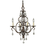 Люстра бронзового цвета с 4-мя лампами и подвесками из оптического стекла в классическом стиле Feiss варинант исполнения - 1 | Loft Concept в Ульяновске