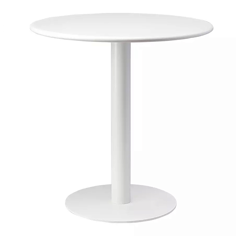 Обеденный стол белый с круглой столешницей White Laconic Table Белый в Ульяновске | Loft Concept 