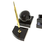 Настольный письменный набор из чёрного обсидиана с декором в виде льва Golden Lion варинант исполнения - 5 | Loft Concept в Ульяновске