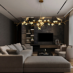 Люстра в виде золотой ветки с цветами и птичками Marvelous Garden варинант исполнения - 1 | Loft Concept в Ульяновске