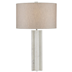 Настольная лампа мраморная с тканевым цилиндрическим абажуром Sharpened варинант исполнения - 3 | Loft Concept в Ульяновске