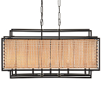 Люстра прямоугольной формы с чёрным каркасом и вставкой из плетеного материала Cage for Light варинант исполнения - 1 | Loft Concept в Ульяновске