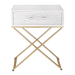 Приставной столик с выдвижным ящиком  White Table Carved Pattern варинант исполнения - 4 | Loft Concept в Ульяновске