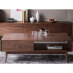 Кофейный стол из дерева с ящиком и нишей для хранения Coffee Walnut Table варинант исполнения - 1 | Loft Concept в Ульяновске