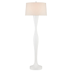 Торшер белый с тканевым абажуром на деревянном основании Graceful Silhouette варинант исполнения - 3 | Loft Concept в Ульяновске