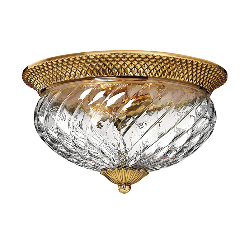 Потолочный светильник цвета латунь с прозрачным рифленым плафоном в форме чаши Hinkley Латунь Прозрачное Стекло в Ульяновске | Loft Concept 