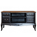 ТВ-тумба черная из массива березы с 4-мя ящиками и 2-мя полками в стиле прованс Vintage  варинант исполнения - 1 | Loft Concept в Ульяновске