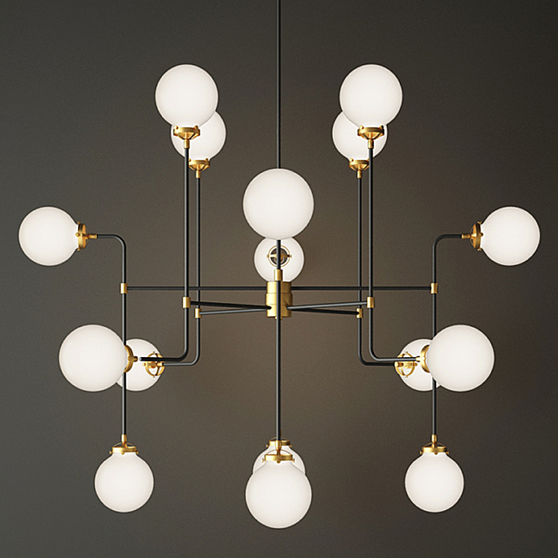 Люстра БИСТРО Globe Clear Glass Chandelier 16 Milk Черный в Ульяновске | Loft Concept 