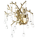 Бра в форме ветвей деревьев золотого цвета с прозрачными подвесками-каплями Droplet Bra варинант исполнения - 1 | Loft Concept в Ульяновске