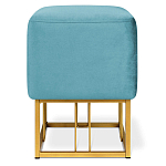 Пуф квадратный голубой велюр на золотом металлическом основании Celeste Blue варинант исполнения - 2 | Loft Concept в Ульяновске