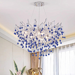 Люстра с синими стеклянными подвесками в форме капель FAIRYTREE Light варинант исполнения - 2 | Loft Concept в Ульяновске